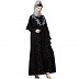 Designer frilled abaya- Black-Grey